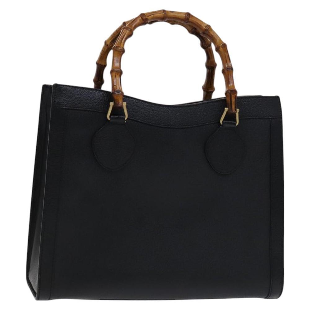 GUCCI Bamboo Hand Bag Leather Black 002 1186 0260 Auth ep7334